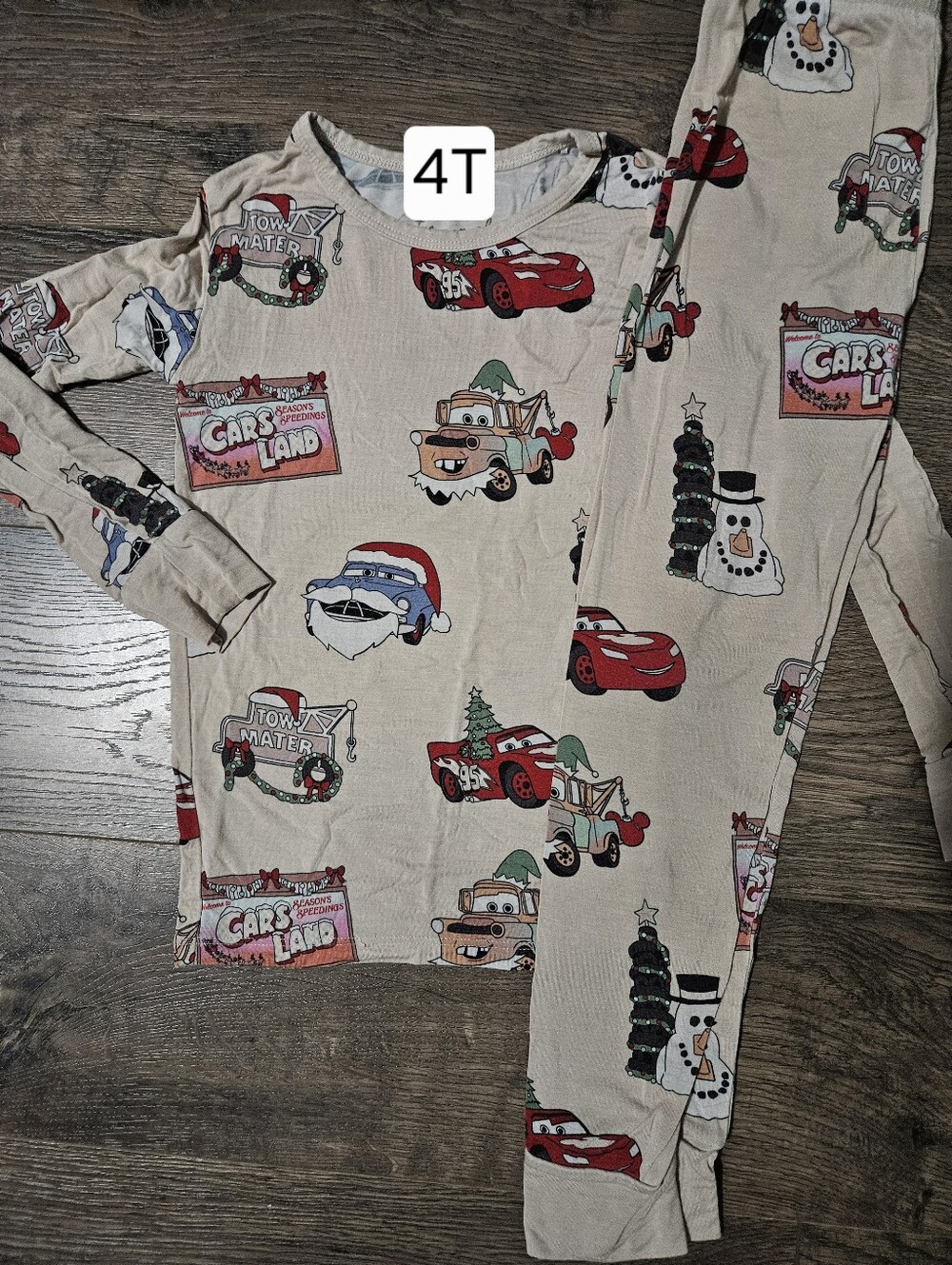 Magical Little Babes 4T Disney Pixar Cars Christmas 2 Piece Bamboo Pajama